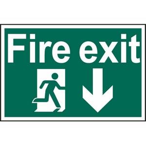 200 X 300mm Fire Exit Arrow Down