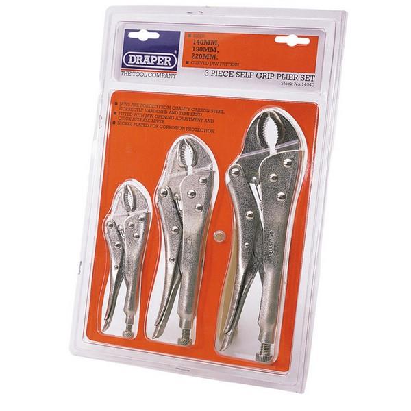 Draper 14040 Self Grip Pliers 3 pack