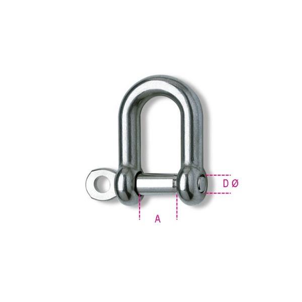 Beta 8225 A2 S/S Straight Dee Shackles - 8mm