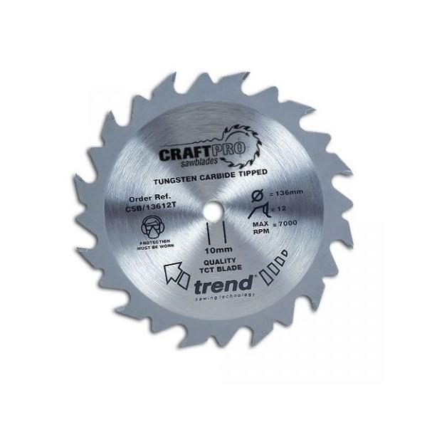 Trend Thin Tct Circular Saw Blade - 20mm Bore - 136mm X 24T
