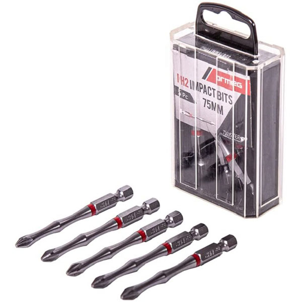 5 Piece Tic Tac Box Impact Bits  - PZ2-75mm