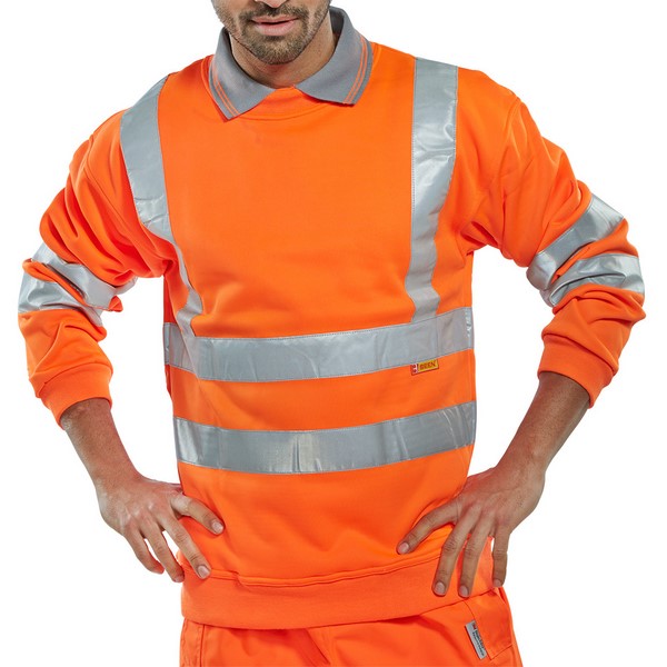 Beeswift Hi-Vis Sweatshirt - Orange - CW Branded - Small