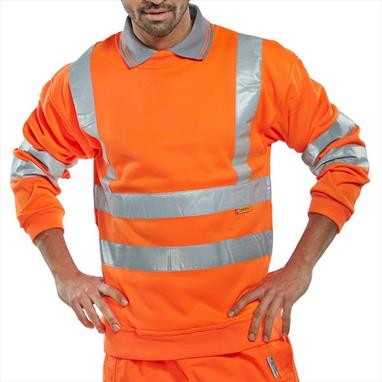 Beeswift Orange Hi-Vis Sweatshirt - Logo - 4XL