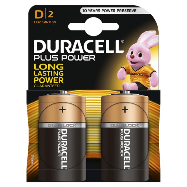 Duracell Battery - D - Pack 2