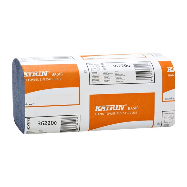 Katrin Basic Zig Zag Hand Towels - 1 Ply - 20 Packs of 250