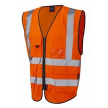 Zip Front Waistcoat - Orange Traffic Marshall - HWRC - Small