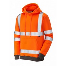 Leo EcoViz Goodleigh Hi-Vis Hooded Sweatshirt- Orange - Small