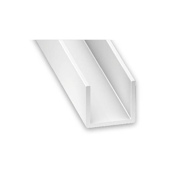 Plastic U Shape White 1M Profile - 12mm x 10mm x 1m