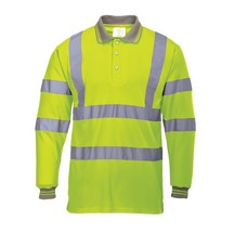 Portwest Hi-Vis Long Sleeved Polo Top - Yellow - Medium