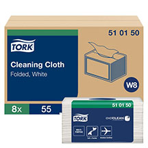 Tork Folded Cleaning Cloth - 1 Ply - 8 Packs of 55