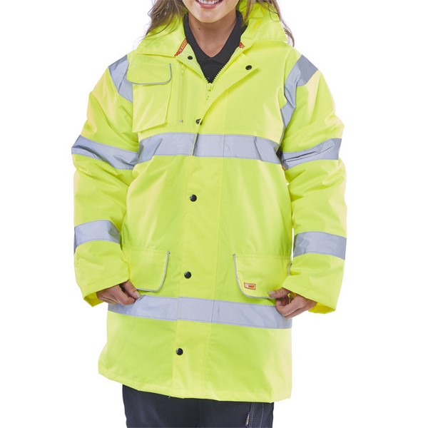 Yellow Fleece Lined Traffic Jacket - Logo - Small