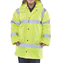 Yellow Fleece Lined Traffic Jacket - Logo - Small