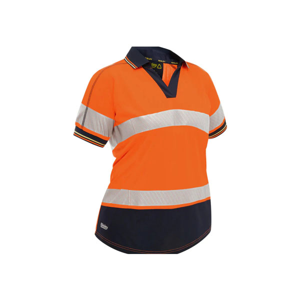 Bisley Womens Short Sleeve Two Tone Hi-Vis Polo - Orange - Size 8