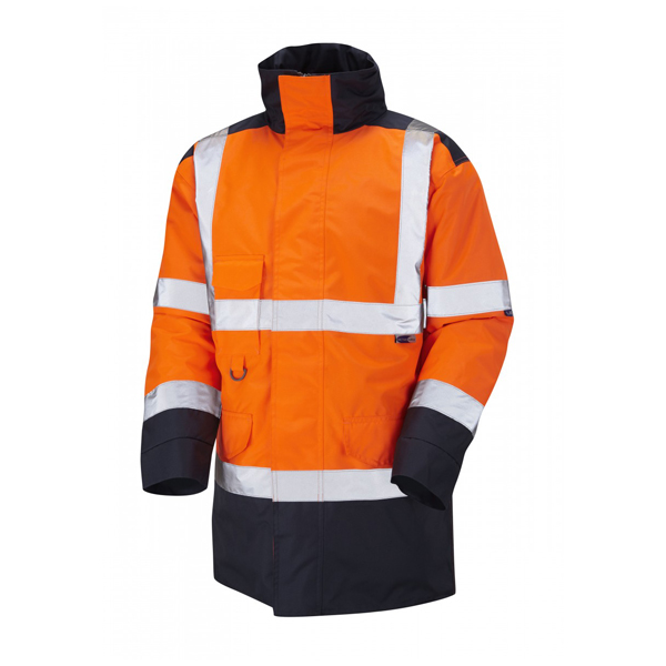Leo EcoViz Tawstock Hi-Vis Anorak - Orange/Navy - Small
