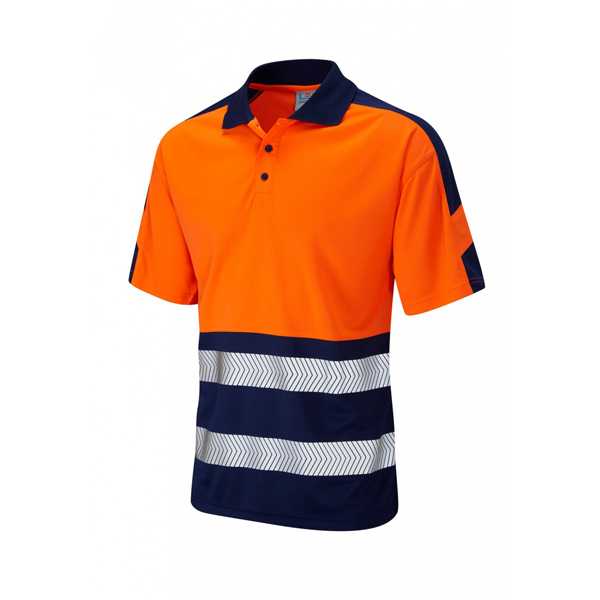 Leo EcoViz Watersmeet Hi-Vis T-Shirt - Orange/Navy - Small