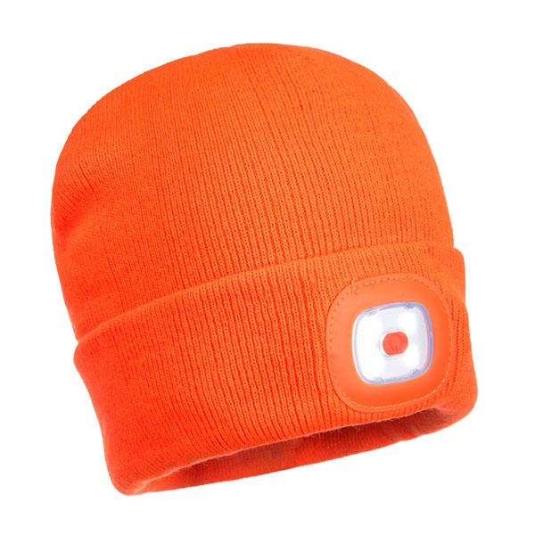 Portwest Hi-Vis Rechargeable LED Beanie - Orange