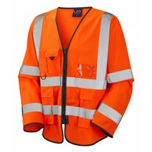 Leo EcoViz Wrafton Hi-Vis L/Sleeve Waistcoat - Orange - Small
