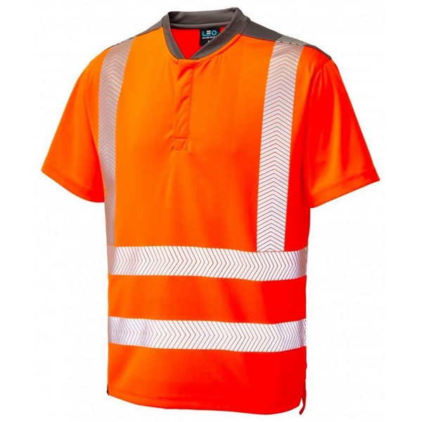 Leo EcoViz Putsborough Hi-Vis T-Shirt - Orange - Small