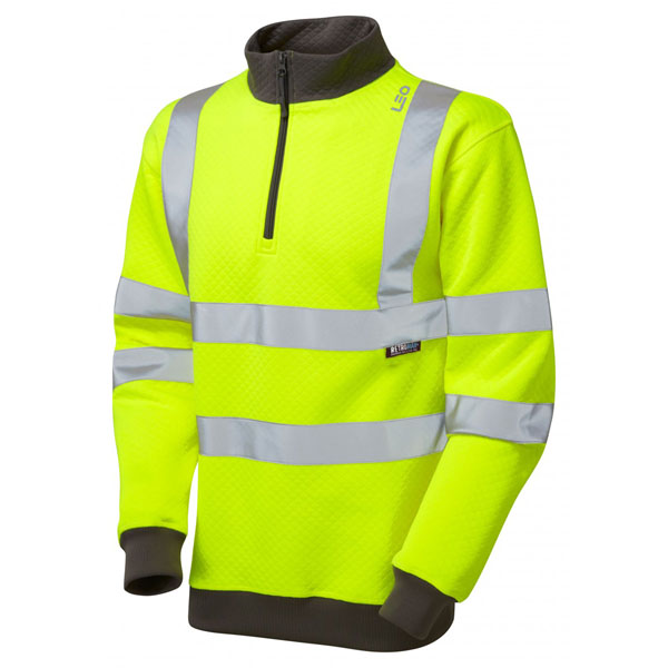 Leo EcoViz Brynsworthy Hi-Vis 1/4 Zip Sweatshirt - Yellow - Small