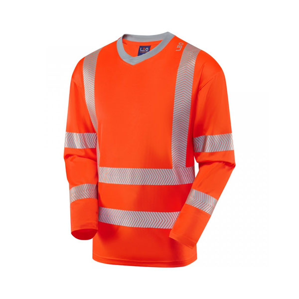 Leo EcoViz Capstone Hi-Vis Sleeved T-Shirt - Orange - Small