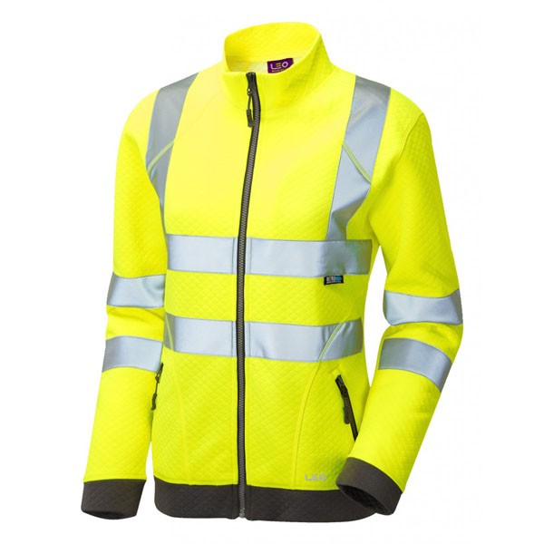 Womens Leo EcoVIz Hollicombe Hi-Vis Zipped Sweatshirt - Yellow - X/Small