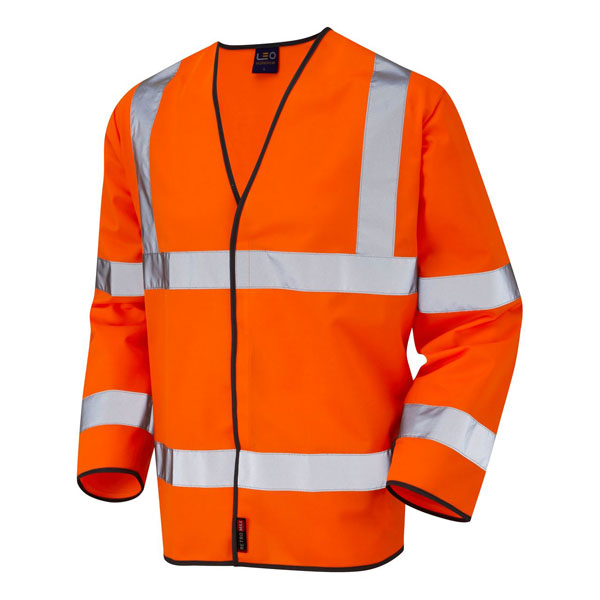 Leo EcoVis Shirwell Hi-Vis Sleeved Waistcoat - Orange - Small