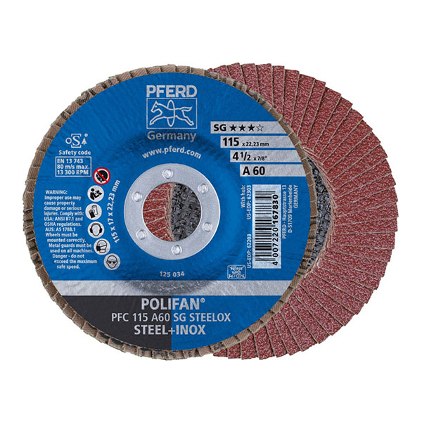 PFERD STEELOX Polifan Flap Discs - Aluminium Oxide SG - 60
