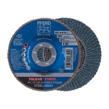 PFERD POWER STEELOX Polifan Flap Discs - Zirconia Alumina SG - 115mm - 40