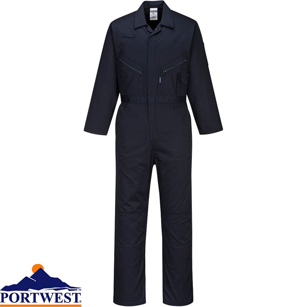 Portwest Cotton Zip Front Coverall - Navy - Small