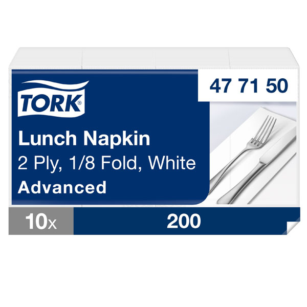 Tork Lunch Napkin - White - Folded