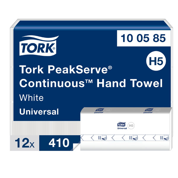 Tork PeakServe Continuous Paper Hand Towels - 1 Ply - 12 Packs of 410