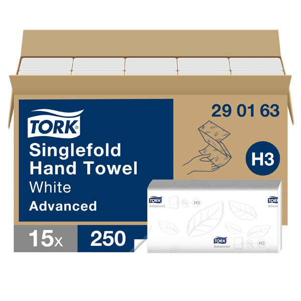 Tork Soft Singlefold Hand Towels - 2 Ply - 15 Packs of 250 - White