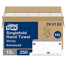 Tork Soft Singlefold Hand Towels - 2 Ply - 15 Packs of 250 - White