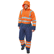 Beeswift Hi-Vis Thermal Two Tone Waterproof Overall - Orange - Small