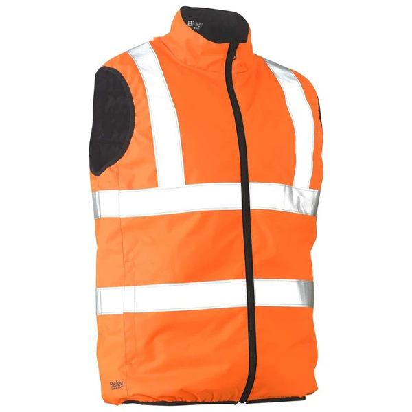 Bisley Hi-Vis Reversible Puffer Vest - Orange - M