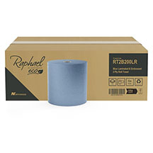Raphael Blue Embossed Towel Roll - 200m - Pack of 6 - 1 Ply