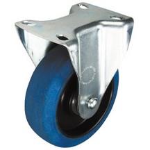Blue Rubber Fixed Castor - 75mm - 100kg load capacity