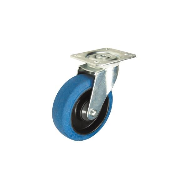 Blue Rubber Swivel Castor - 75mm - 100kg load capacity