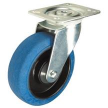 Blue Rubber Swivel Castor - 75mm - 100kg load capacity