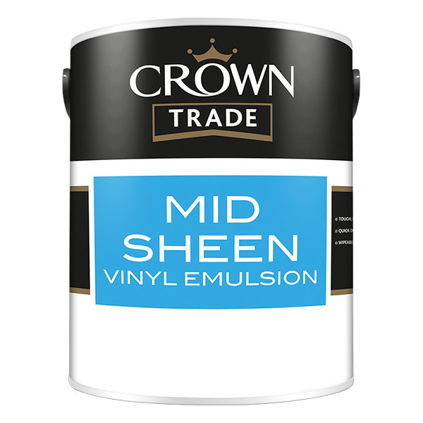 Crown Mid Sheen Paint - Brilliant White - Brilliant White - 2.5L