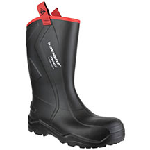 Dunlop Purofort Rugged Full Safety Wellington - Black/Red - 6