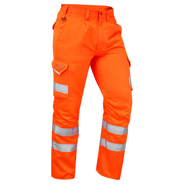 Leo EcoViz Bideford Hi-Vis Cargo Trouser - Orange - 42" - Short