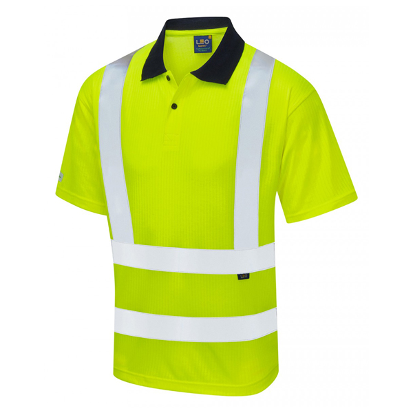 Leo EcoViz Croyde Hi-Vis Polo Shirt - Yellow - Small