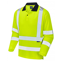 Leo EcoViz Swimbridge Hi-Vis Sleeved Polo Shirt - Yellow - Small