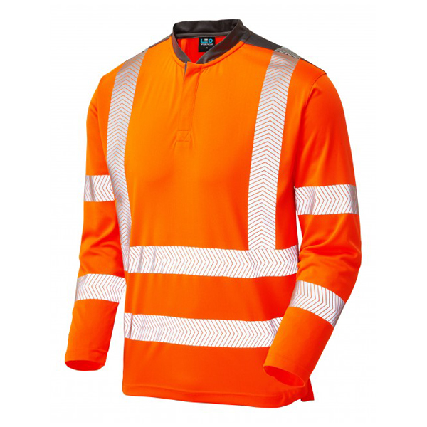 Leo EcoViz Watermouth Hi-Vis Sleeved T-Shirt - Orange - Small