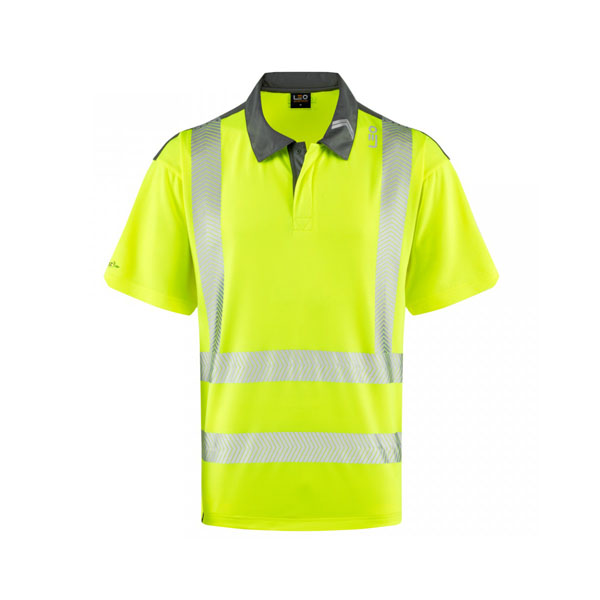 Leo EcoViz Trimstone Hi-Vis Polo Shirt - Yellow - Small