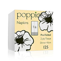 Poppies 40cm 8 Fold Napkins - Pack of 2000 - 40cm - White