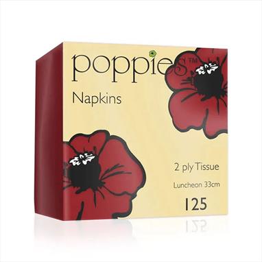 Poppies 40cm 8 Fold Napkins - Pack of 2000 - 40cm - Bordeaux