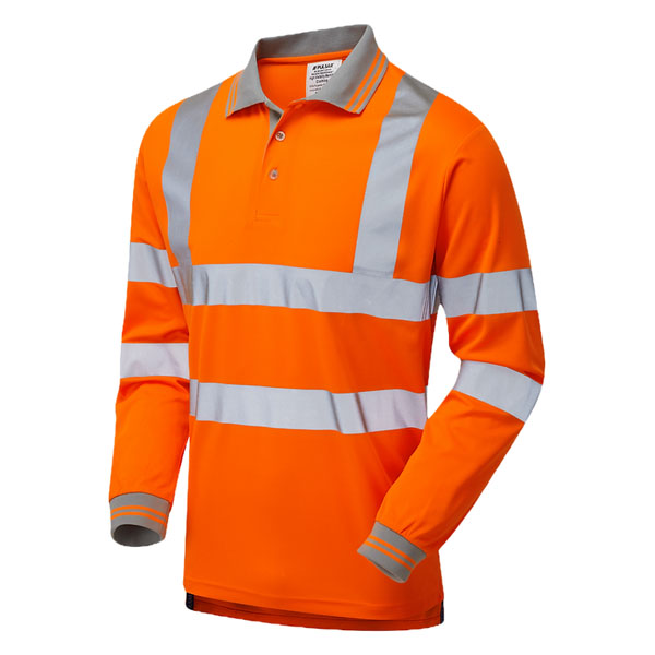 Pulsar PROTECT Hi-Vis Long Sleeved Polo Shirt - Orange - Medium