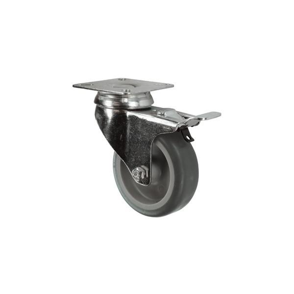 Rubber Swivel Castor - With Brake - 50mm - 50kg load capacity